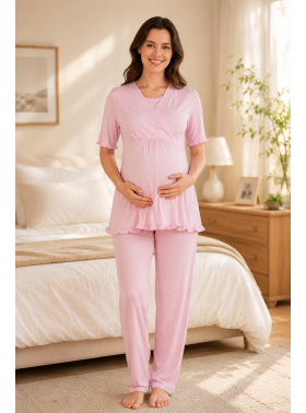 Effortt 3032 Pudra Hamile Lohusa Pijama Takımı